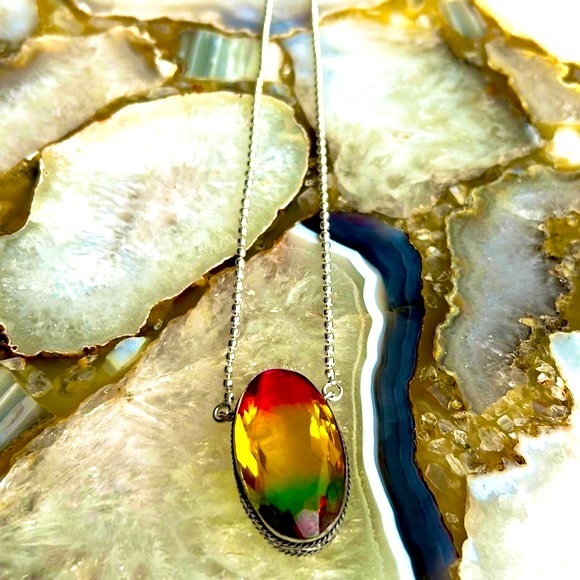 Jewelry - Tri Colour Tourmaline Sterling Silver Pendant